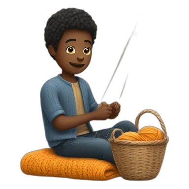 young black man knitting sticker