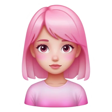 Cute girl character with pink gradient, glass effect, minimalist design sticker
