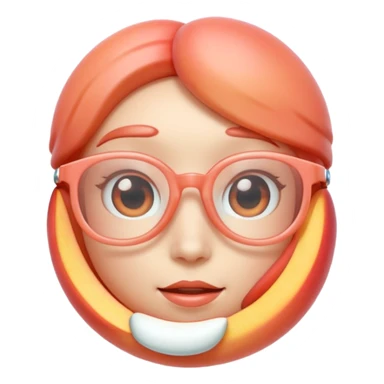 A 3D cartoon transparent peach-coral spectacle with subtle shine and curved frame edges, isolated on soft plain background, Memoji-style. sticker
