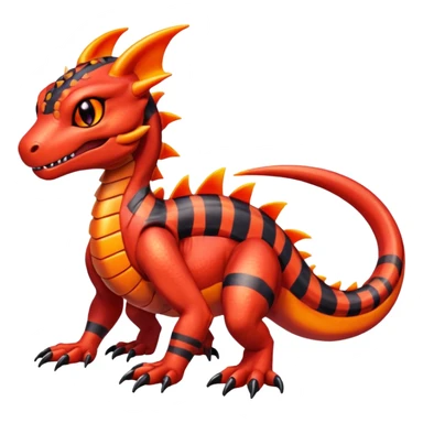 Cute Shiny striped iridescent Guilmon-Salandit-Fakémon-hybrid-creature (full body)  sticker