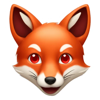 dark red fox face with tiny red heart instead of eyes sticker