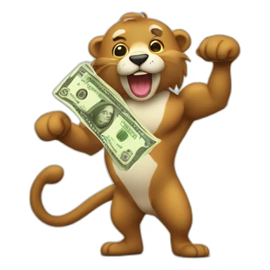 animal flexing money sticker