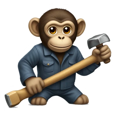 monkey holding a craftman's hammer sticker