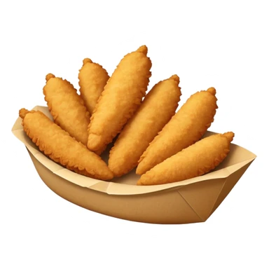 5 breaded chicken tenders in a paper food boat  sticker