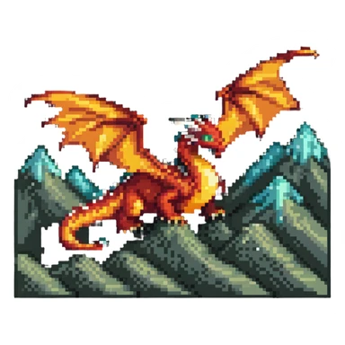 dragon flying over mountains breathing fire sticker