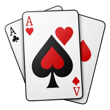 Photo realistic playing cards. An Ace of Spades, and an Ace of Hearts are clearly visible on top of the deck of cards sticker