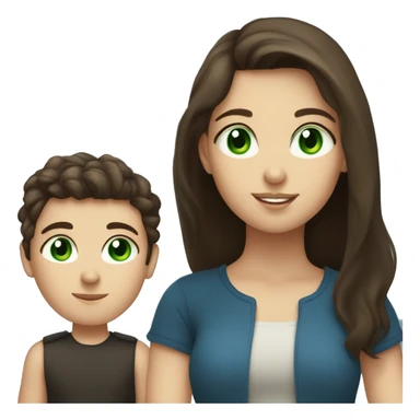 brunette, green eyed girl with brunette, blue-eyed boy sticker