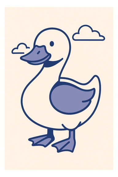 smiling duck, minimalism, rounded shapes sticker