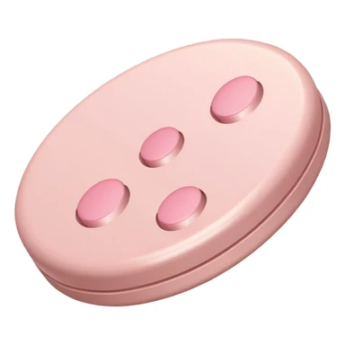 beige blister pack with pastel pink round pills, slightly glossy sticker