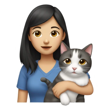 Asian Girl with cat sticker