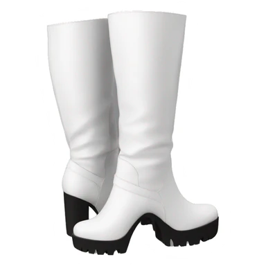 white knee high chunky heel boots sticker