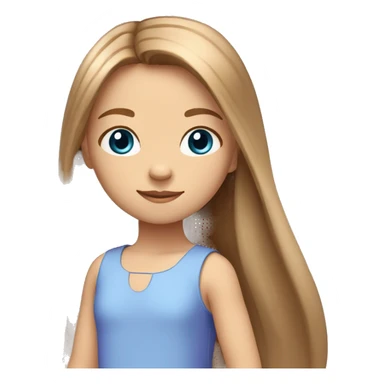 Little girl, Light-brown long straight hair, blue eyes, Light-purple dress  sticker