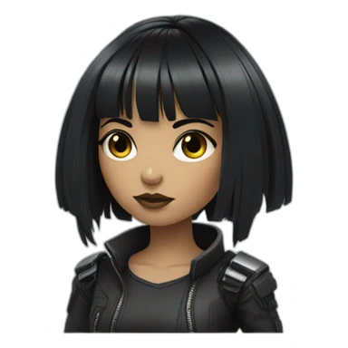 cyberpunk girl with bangs and black hair sticker