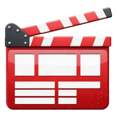 red clapperboard used in filmmaking, cute and stylish design with glitter sticker