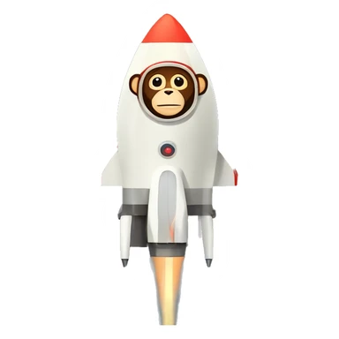 monkey fly to space in a rocket, flat 2d minimalist lnes sticker