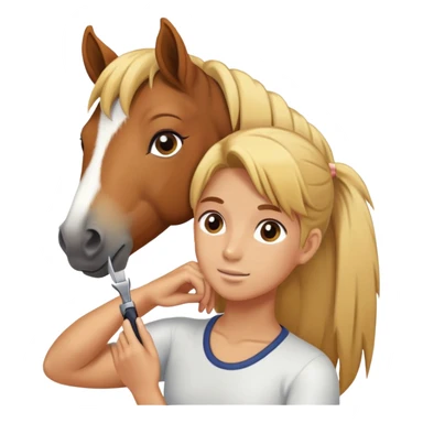 person grooming a pony sticker