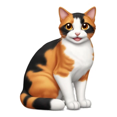 orange, black, and white calico cat smiling sticker