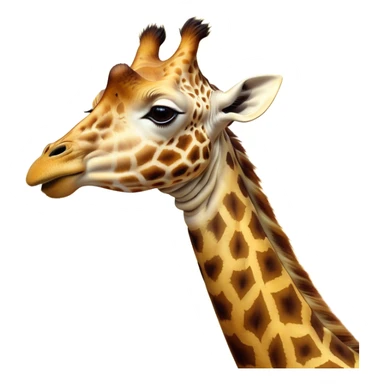 Cinematic Cute Yawning Giraffe Portrait Emoji, Head tilted slightly with a dramatic, wide-open yawn, showcasing a soft, patterned Fur of warm yellows and browns with a long, drooping neck and eyes barely open in drowsy contentment, Simplified yet irresistibly adorable features, highly detailed, glowing with a soft, cozy glow, high shine, relaxed yet expressive, stylized with a touch of savannah whimsy, bright and endearing, soft glowing outline, capturing the essence of a sleepy yet affectionate giraffe, so drowsy it feels like it could stretch right out of the screen and curl up for a nap! sticker