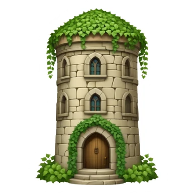 A medieval tall round tower covered in ivy vines. sticker