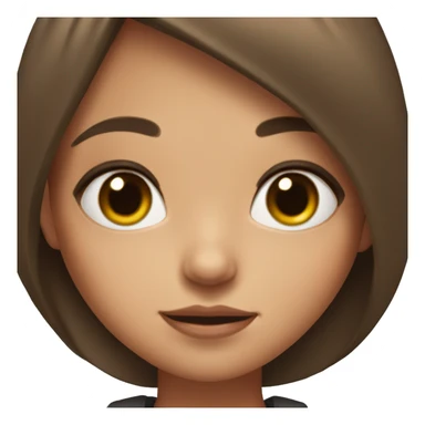 Girl with brown hair, peach skin, big eye lashes, small mouth sticker