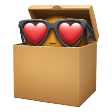 caja inteligente con lentes encima de un corazon gigante sticker