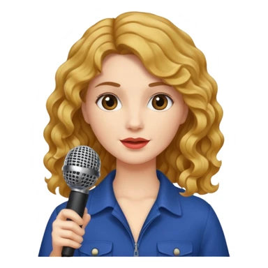 rubia con pelo ondulado y un microfono en la mano sticker