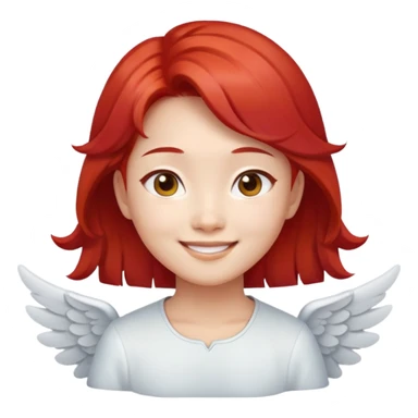 Smiling Asian angel with red hair and oval face sticker