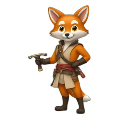 Renard aventurier avec un katana sticker