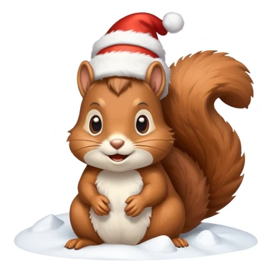 squirrel poking its head out of snow hill with christmas lights wrapped around head sticker