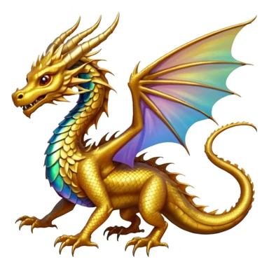 a golden dragon with two legs and two wings and one tail sticker