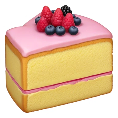 slice of sponge cake, with minimal pink sticker