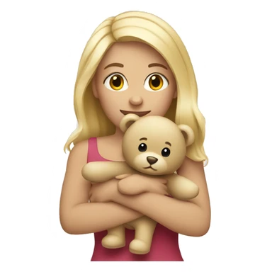 Blonde girls holding a teddy bear sticker