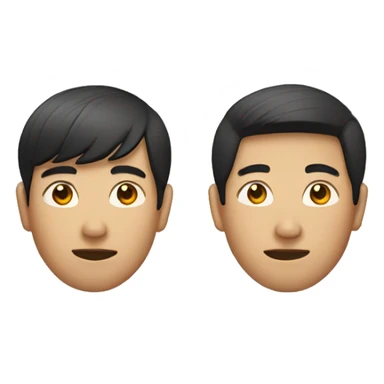 Asian boy with two block hairstyle and mask sticker