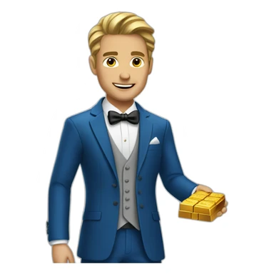 Posh-man-with-blue-suit-offering-goldbar sticker