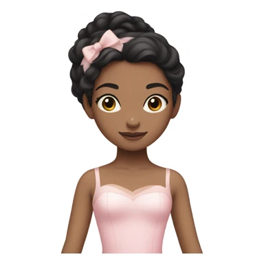girl fair skin, black hair, ballerina pink soft sticker