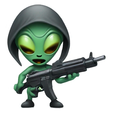 Alien with a gun sticker