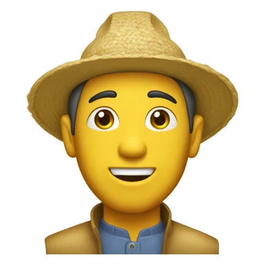 Yellow man with rice farmer hat sticker