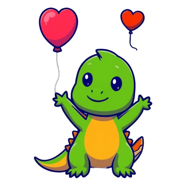bearded dragon with heart balloon sticker