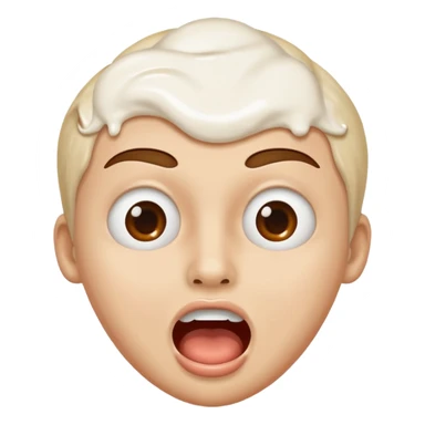 Make a face with their eyes on the back of their head and their mouth open and white cream on them sticker