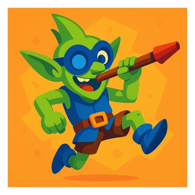 Dart Goblin from Clash Royale, vibrant cartoon style sticker