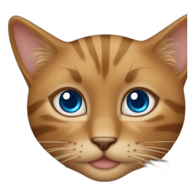 een bruine kat met een meisje ernaast met bruin haar en blauwe ogen sticker