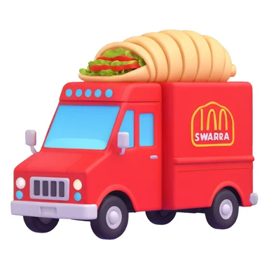 generate me a 3D red truck shawarma sticker