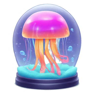 Kawaii neon jellyfish in an under the sea snow globe  sticker