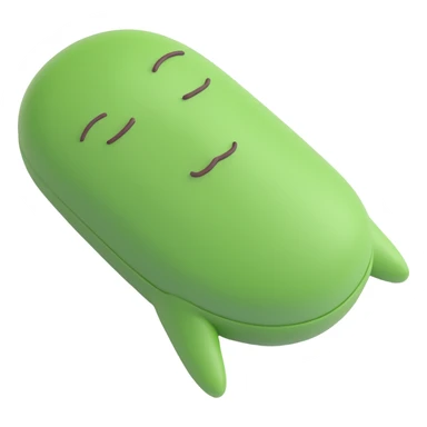 a green bean lying down, eyes closed, sleeping face sticker