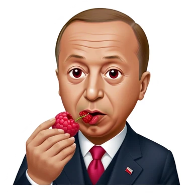 Tayyip Erdoğan eats a raspberry sticker