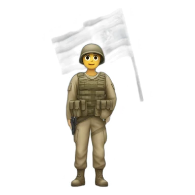 A soldier holds the flag of the State of Israel sticker