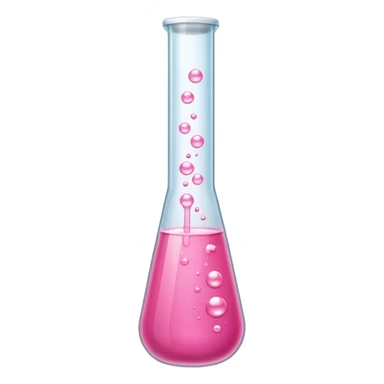 pink liquid in test tube simple bubbling tilted sticker