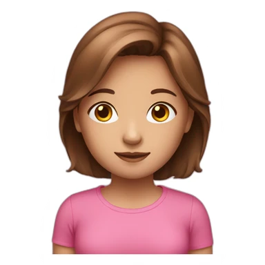 A girl whit brown hair and a pink top sticker