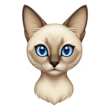 Cinematic Noble Siamese Cat Portrait Emoji, Poised and regal, with sleek cream-colored fur and striking dark points on the ears, face, paws, and tail, piercing sapphire-blue eyes, Simplified yet sharp and sophisticated features, highly detailed, glowing with a soft, dignified glow, high shine, intelligent and graceful, stylized with an air of elegance, focused and attentive, soft glowing outline, capturing the essence of a watchful and refined feline, so majestic it feels as though it could glide across the screen with effortless confidence! sticker