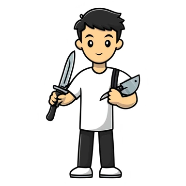 man holding a knife sticker
